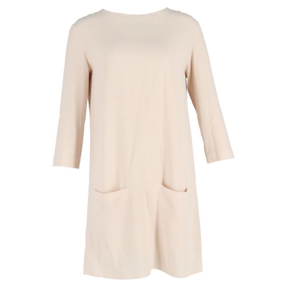 The Row Cream Marina Dress 3/4 Sleeve Crew Neck